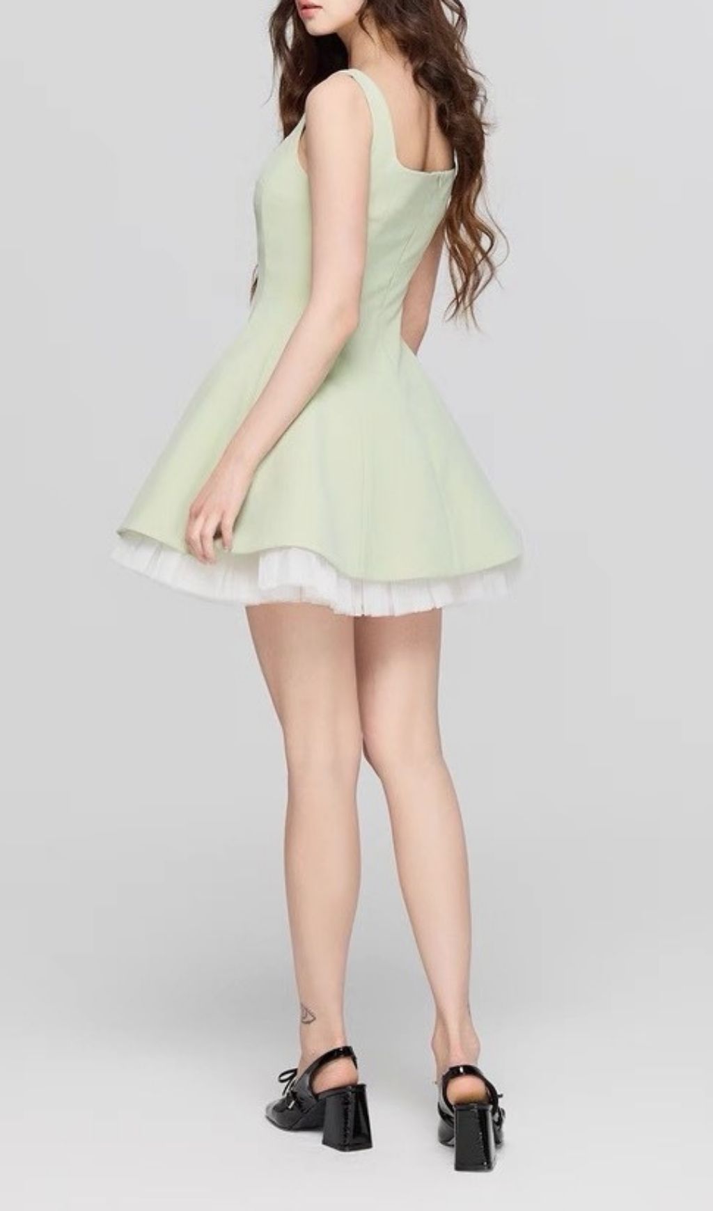 Karlie Chic Sage Green Square Neck Fit & Flare Mini Dress