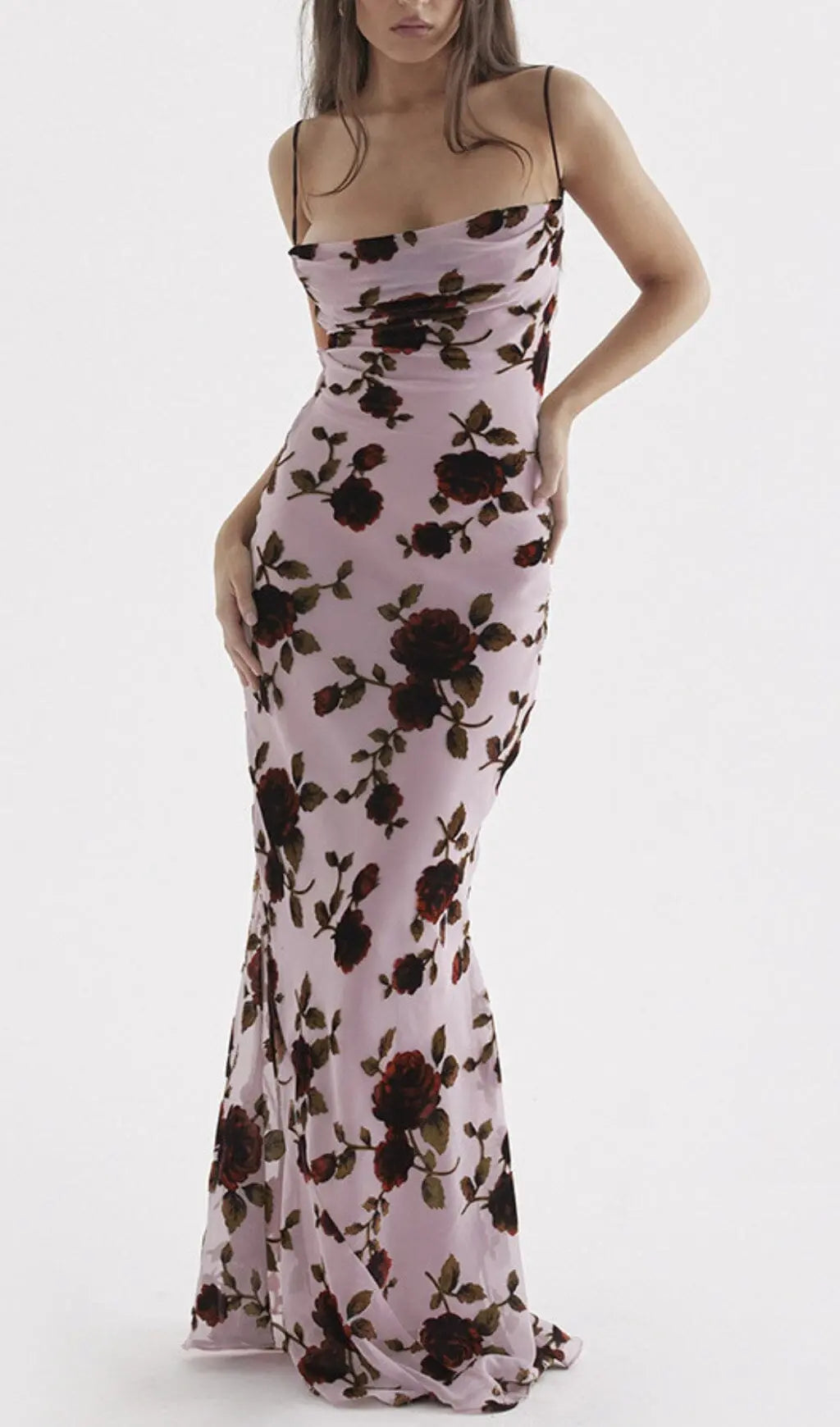 Pink Devore Maxi Dress