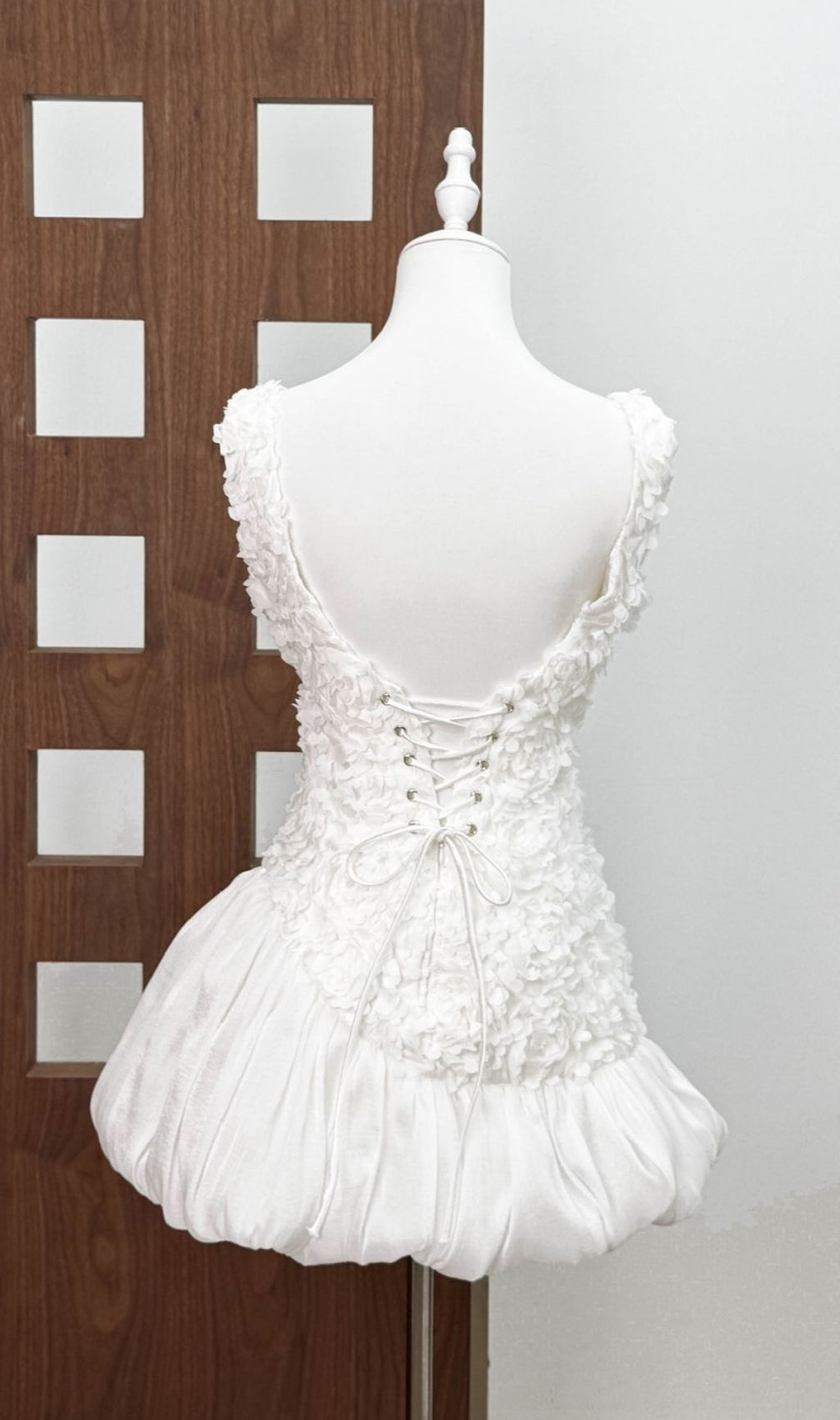 Karenina Showstopping White Floral Backless Mini Dress
