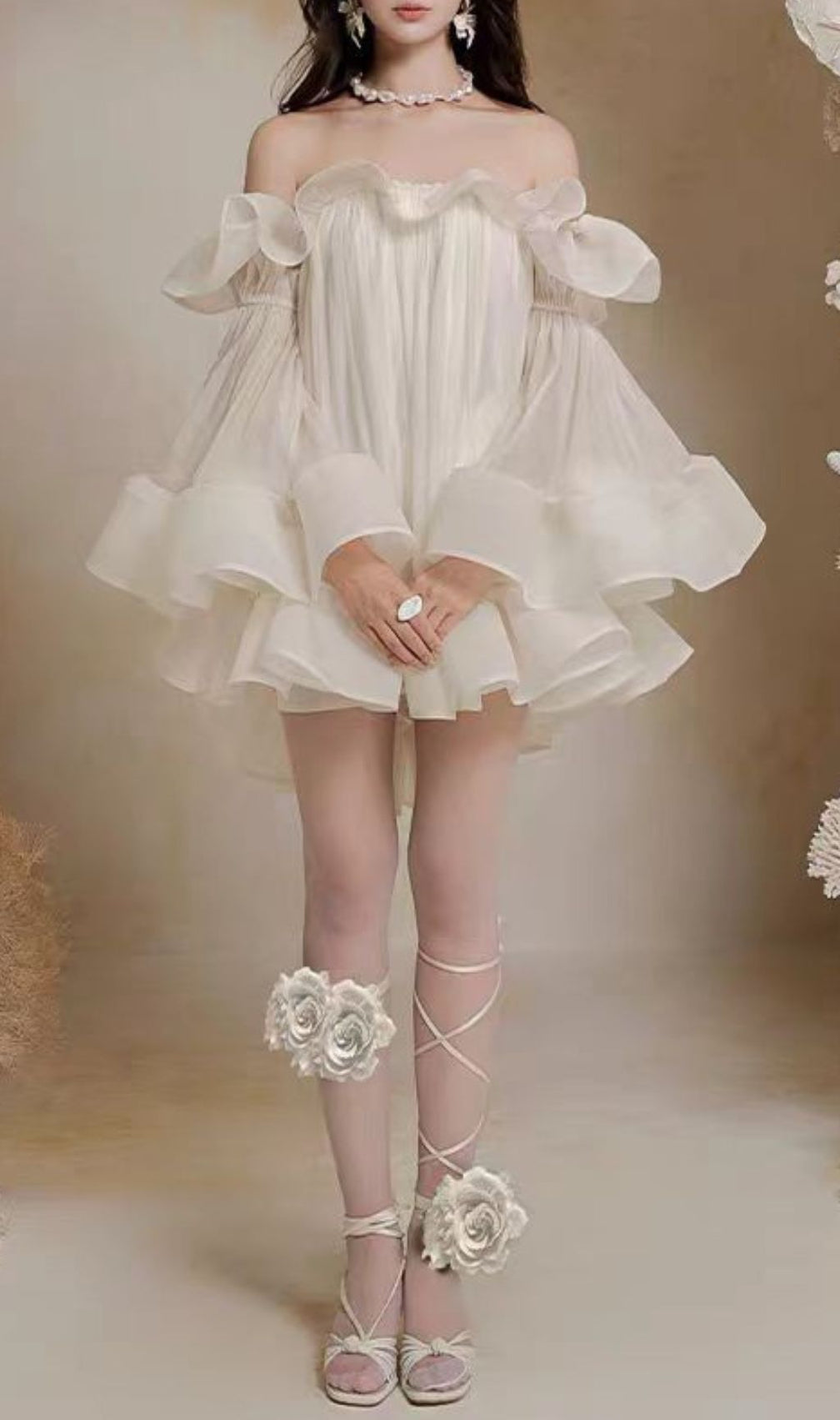 Jolie Ethereal Off-Shoulder Ruffle Mini Dress - Flowy Summer & Party Style