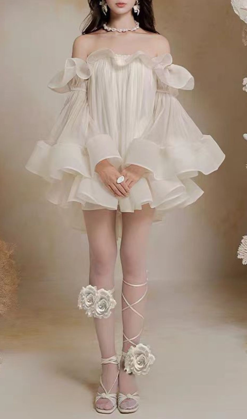 Jolie Ethereal Off-Shoulder Ruffle Mini Dress - Flowy Summer & Party Style