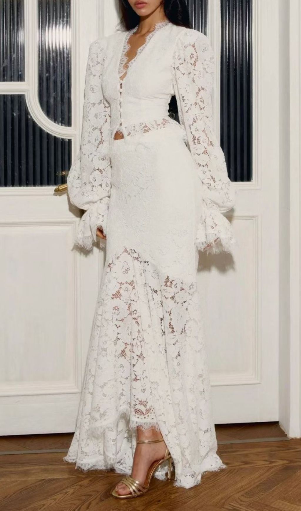 Jennaya White Lace Two-Piece Set | Modern Bridal & Event Elegance