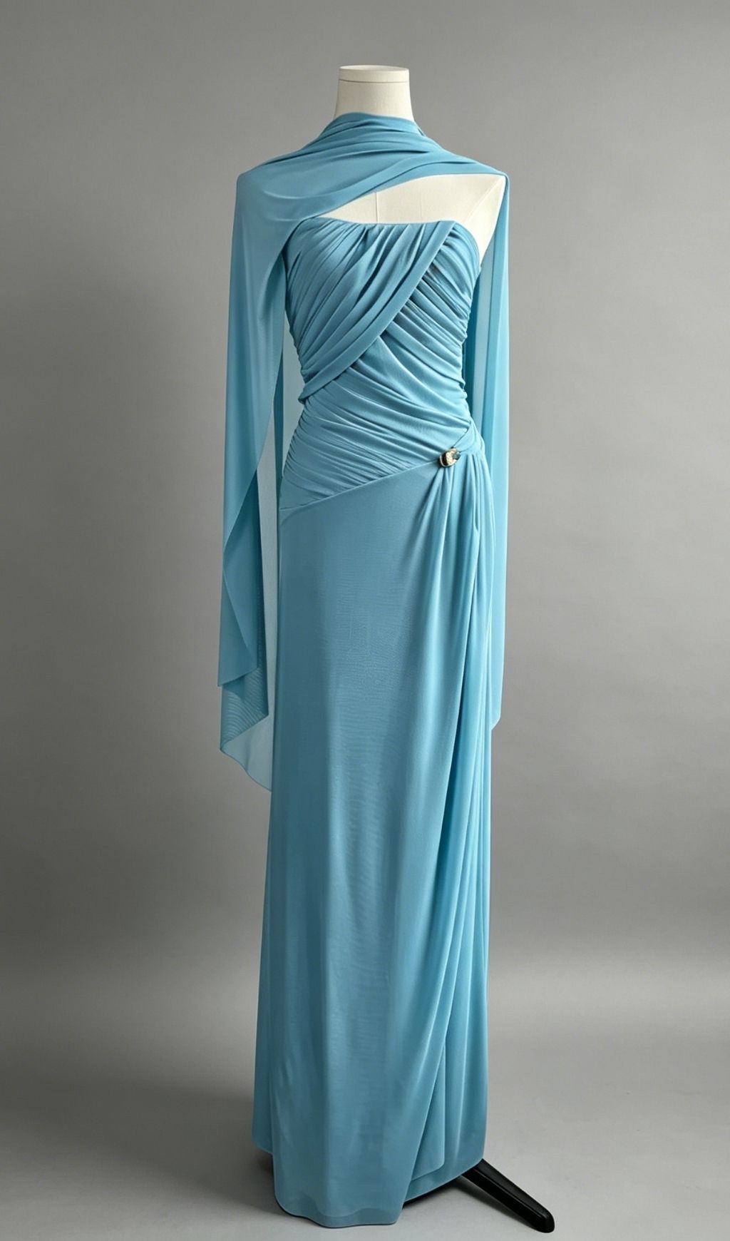 Lacey Blue Ruched Maxi Dress