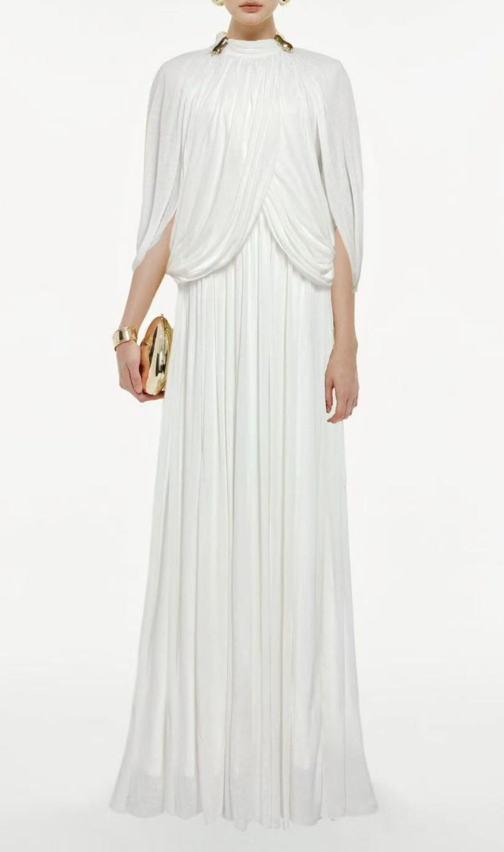 Jodell Elegant Pleated Maxi Dress - Architectural Drape Gown