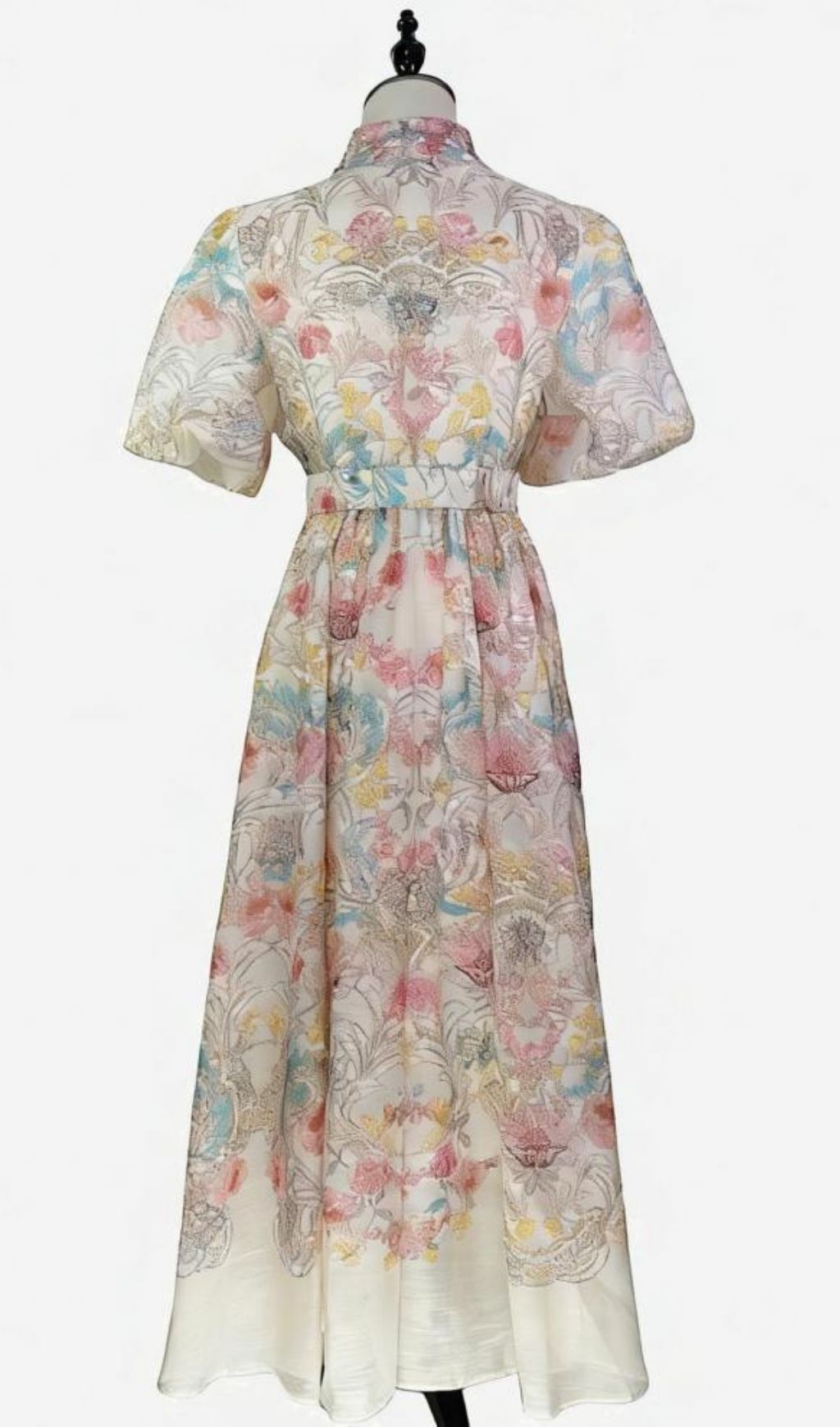 Karsen Enchanting Floral Print Maxi Dress | Puff Sleeve & Belted Style