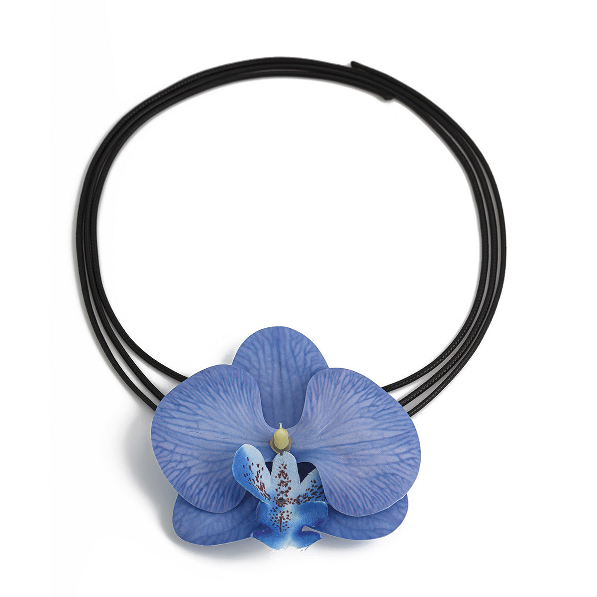 Fanchon Blue Orchid Choker Necklace - Elegant Floral Statement for Women