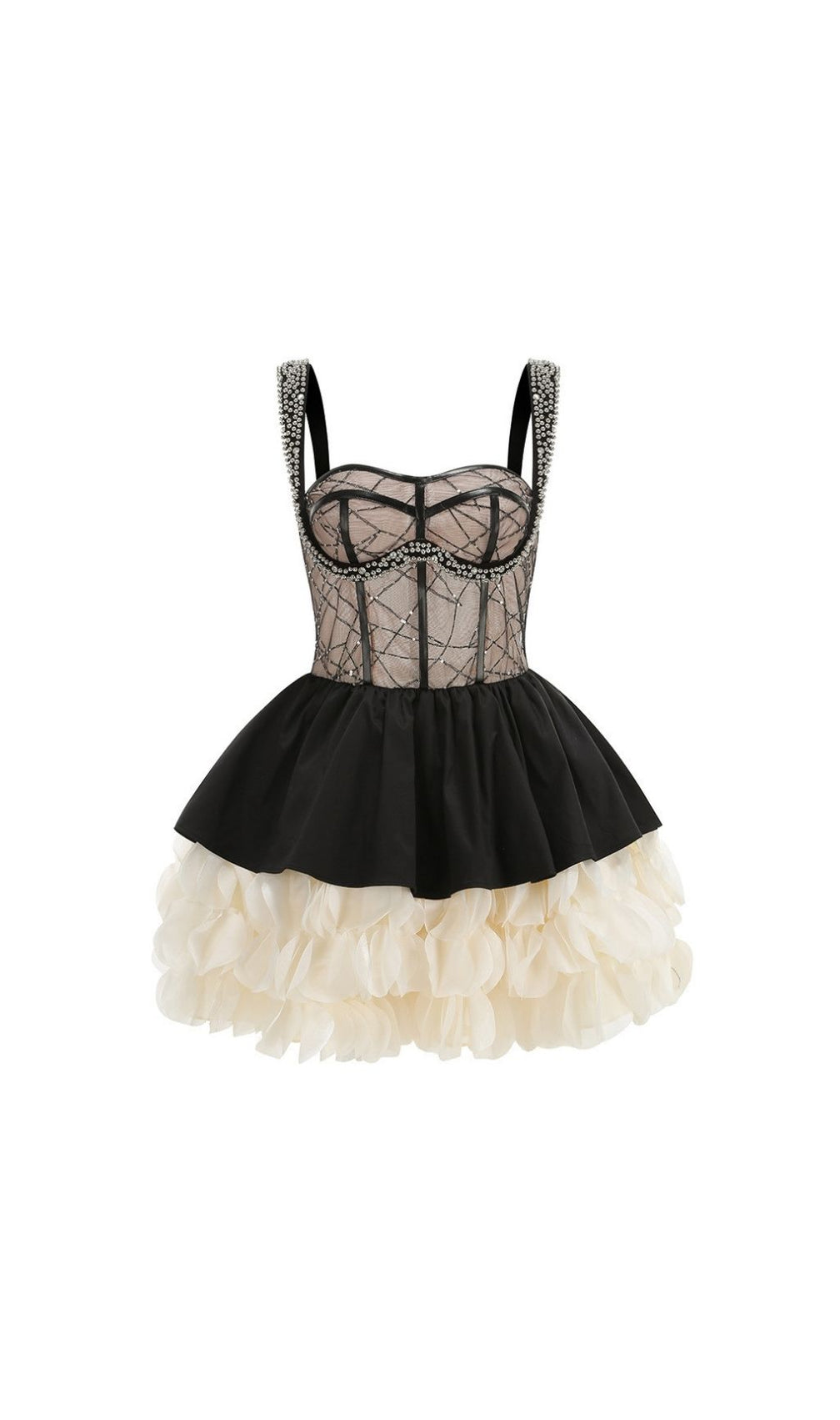 Keagan Glamorous Pearl & Petal Embellished Mini Dress