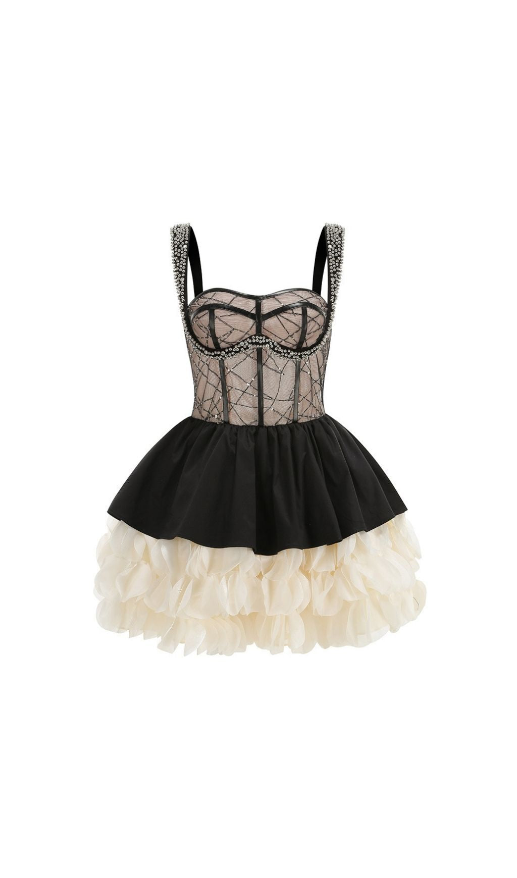 Keagan Glamorous Pearl & Petal Embellished Mini Dress