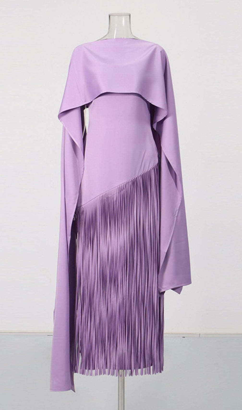 Kalona Ethereal Cape & Tassel Maxi Gown - Dramatic Evening Wear