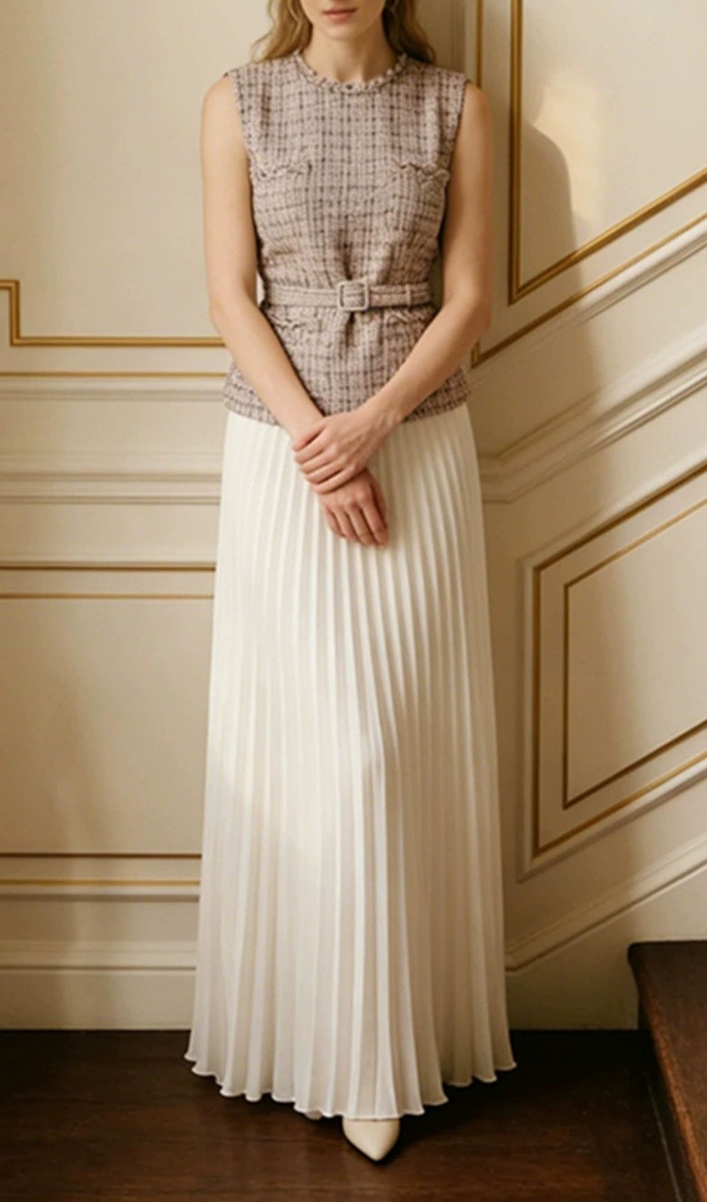 Klacia Sleeveless Pleated Maxi Dress