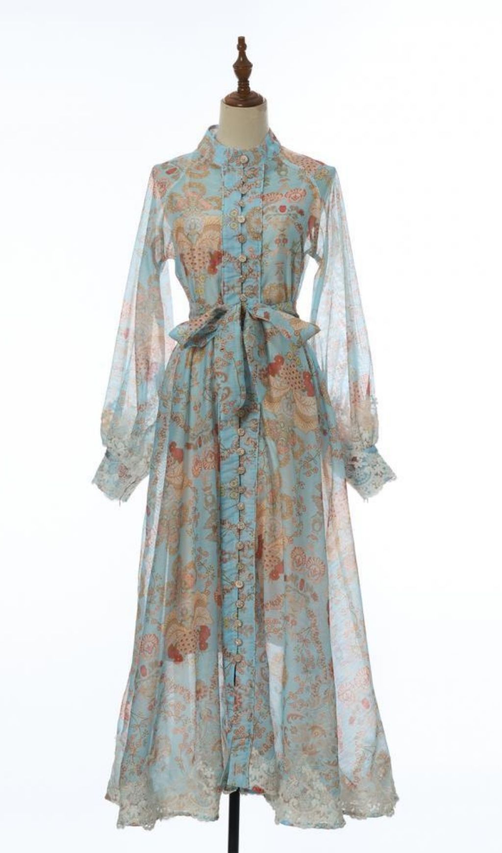 Karyn Bohemian Chic Printed Maxi Dress - Long Sleeve Button-Front for Women