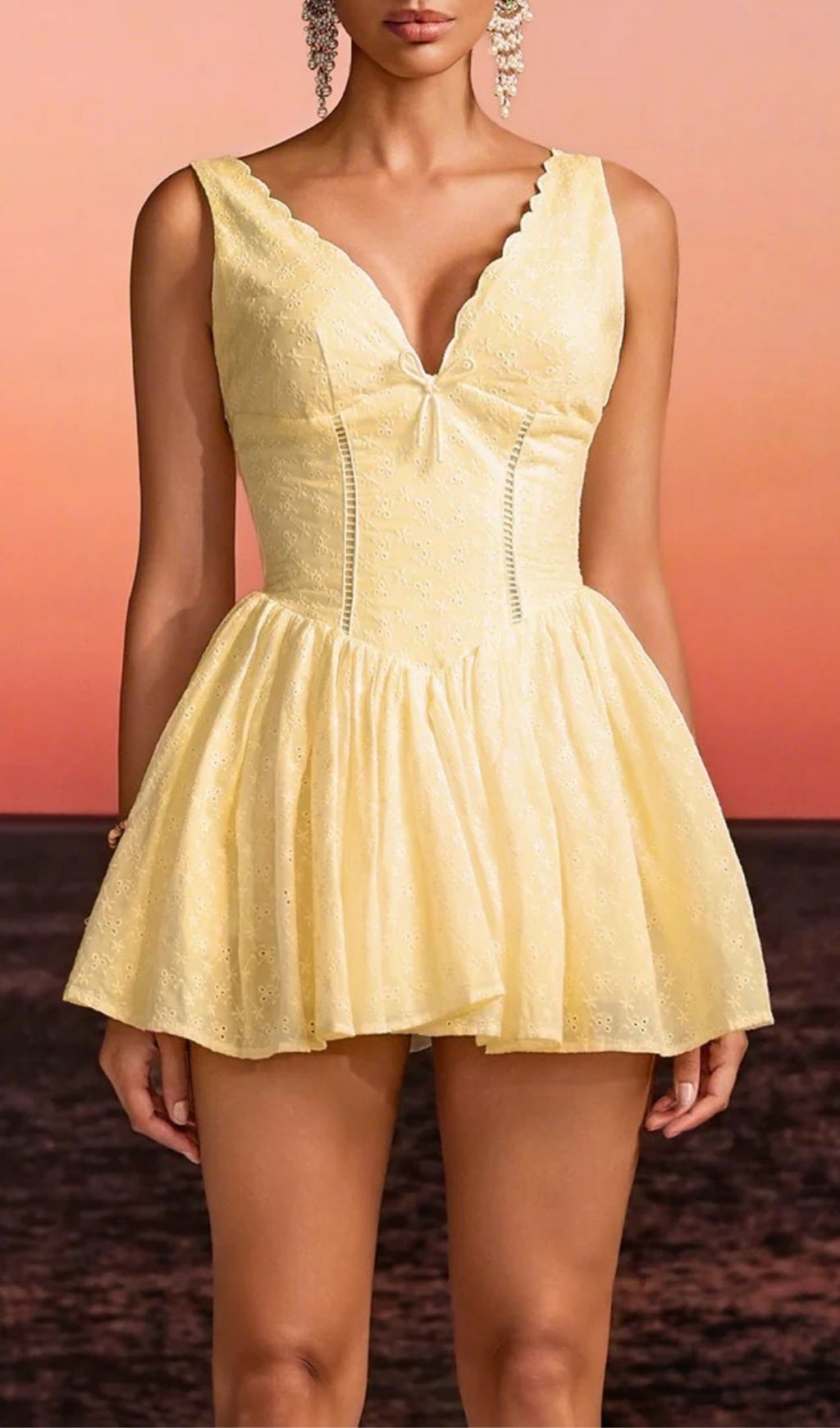 Firoth Glamorous Yellow Floral V-Neck Mini Dress - Summer Soirée Ready