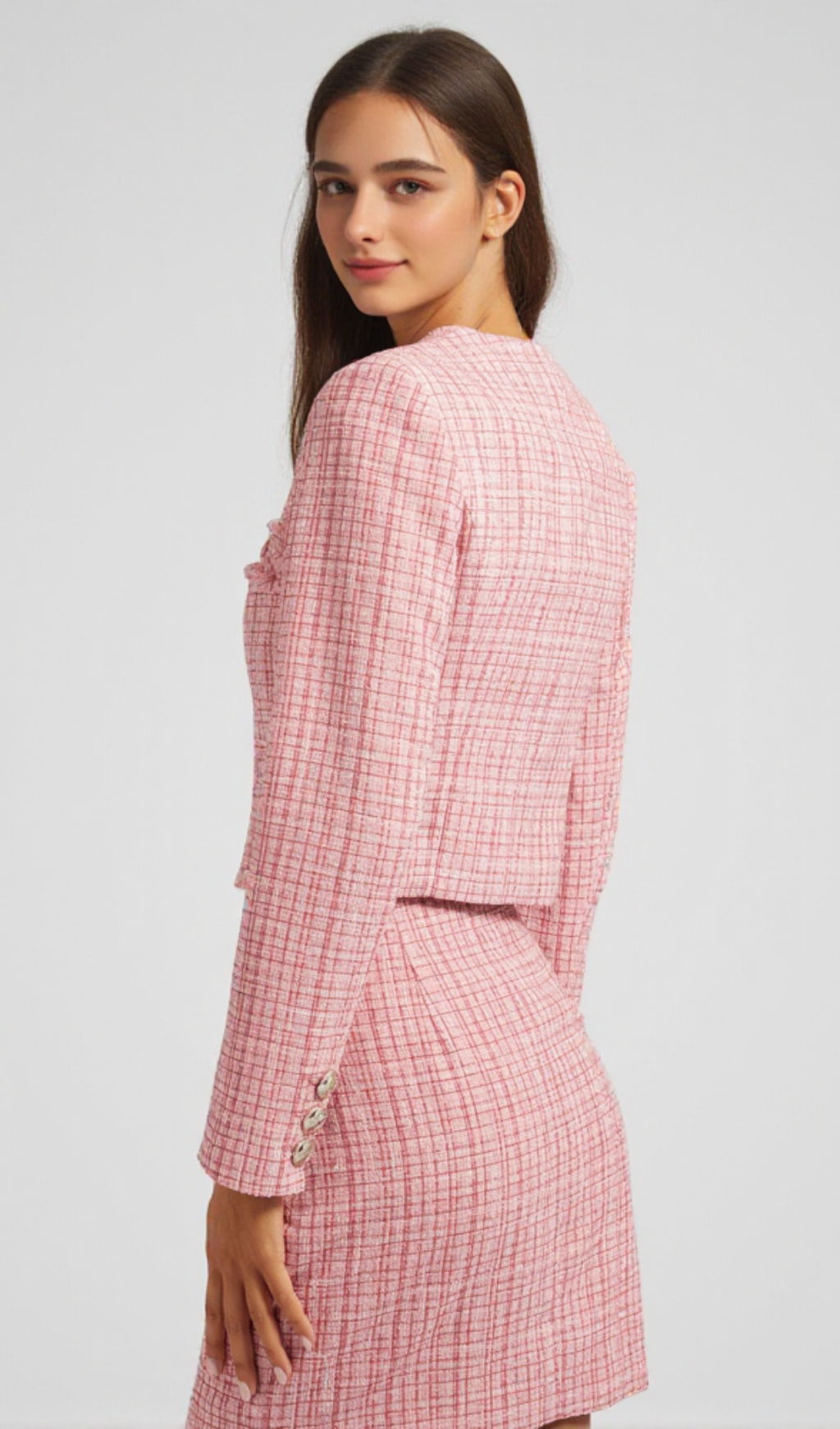 Pink Check Knit Skirt