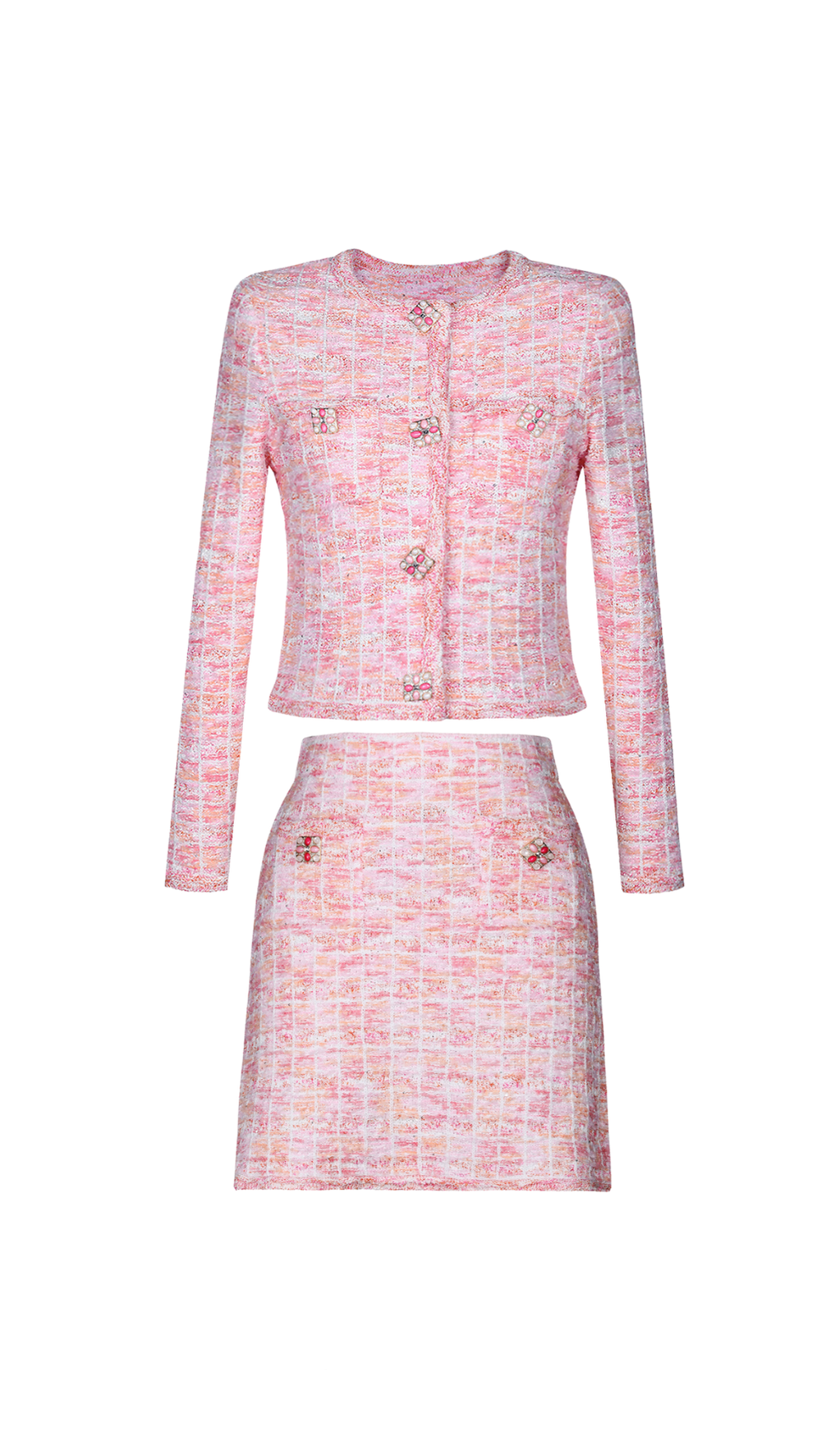 Pink Check Knit Skirt