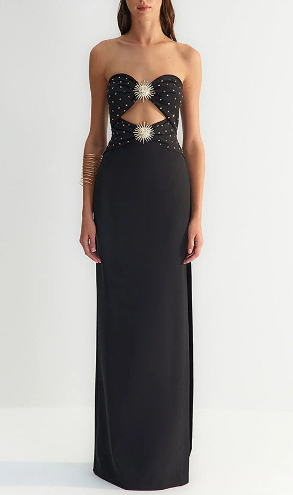 Annmarie Black Polka Column Maxi Dress