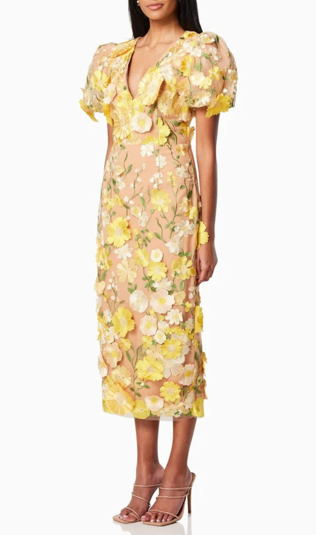 Aliya 3D Flower Midi Dress