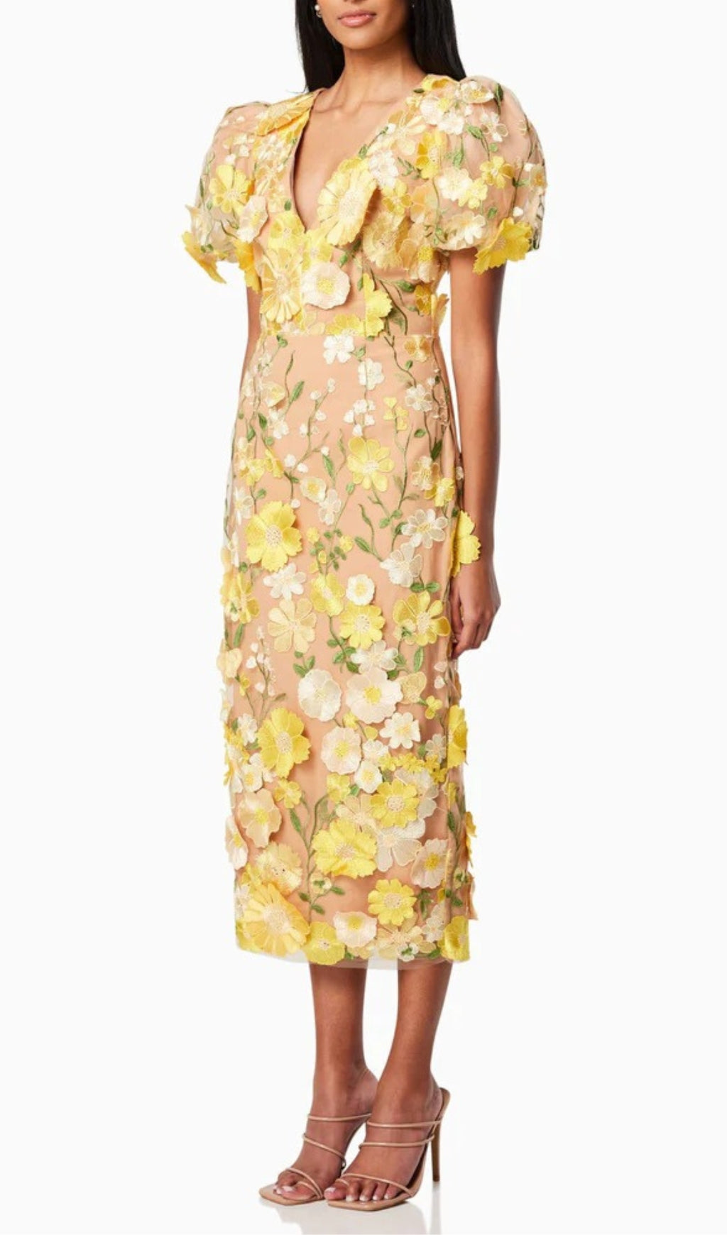 Aliya 3D Flower Midi Dress