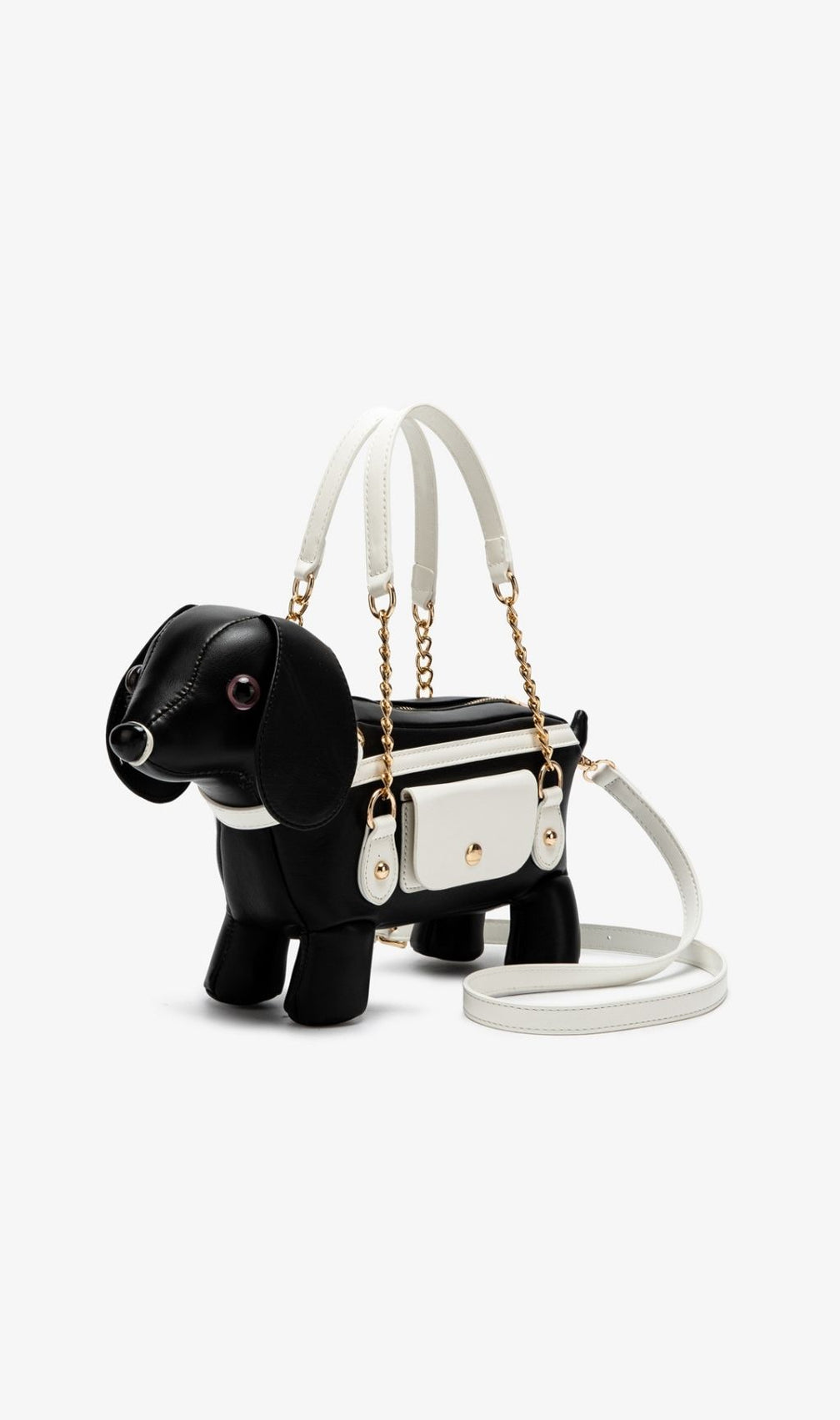 Khari Chic Dachshund Dog Handbag - Black & White Statement Bag
