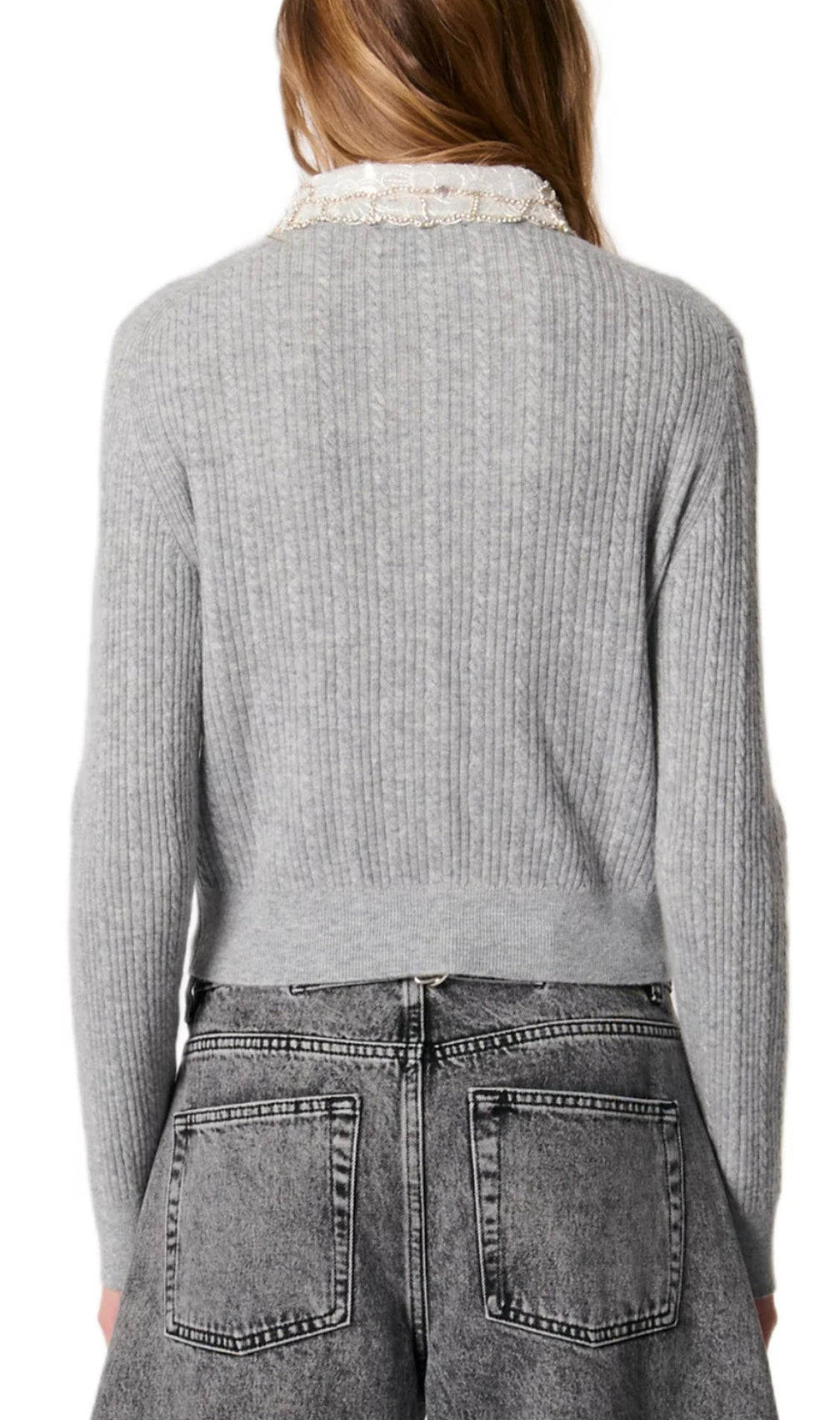 Cardigan With Jewelry Collar