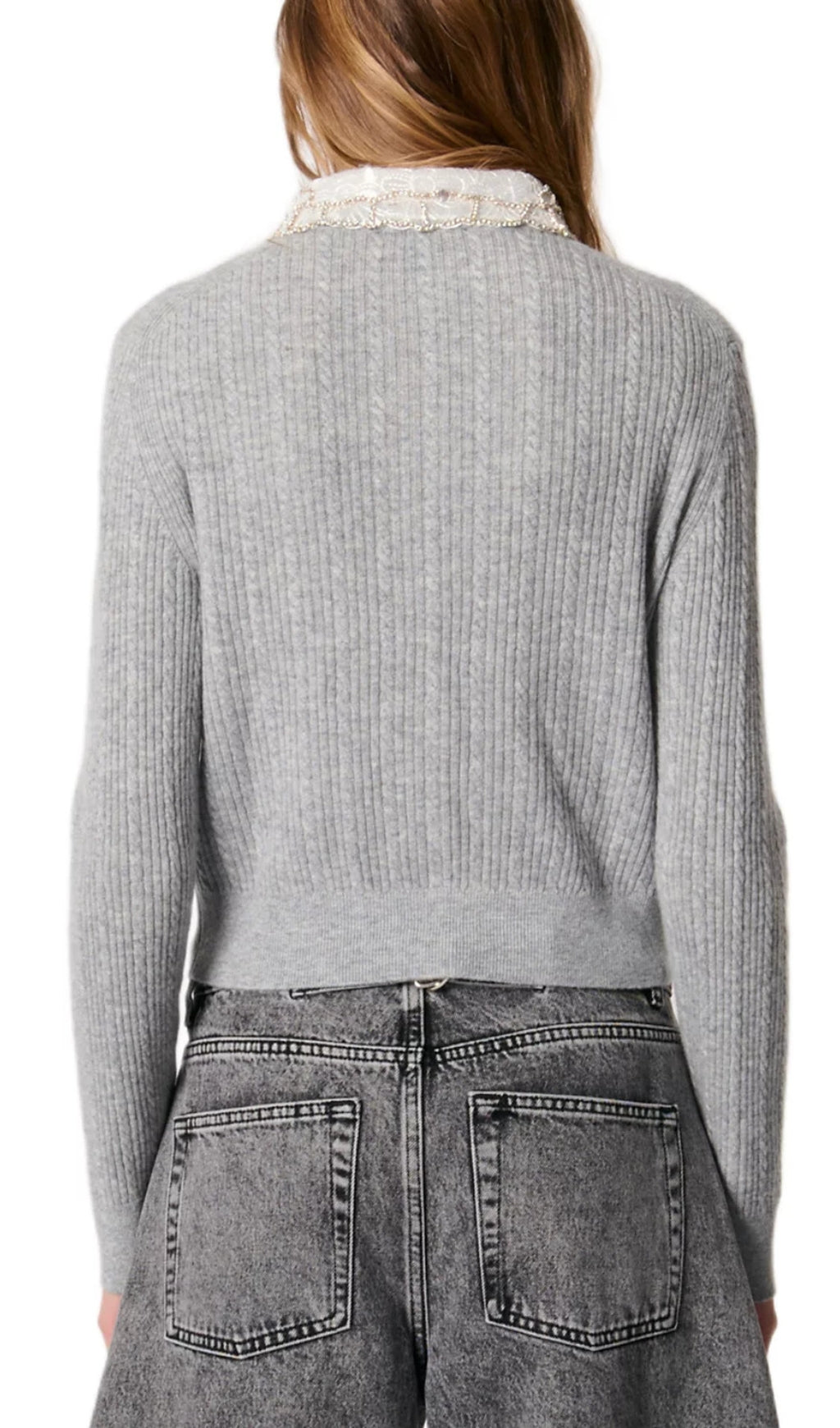 Cardigan With Jewelry Collar