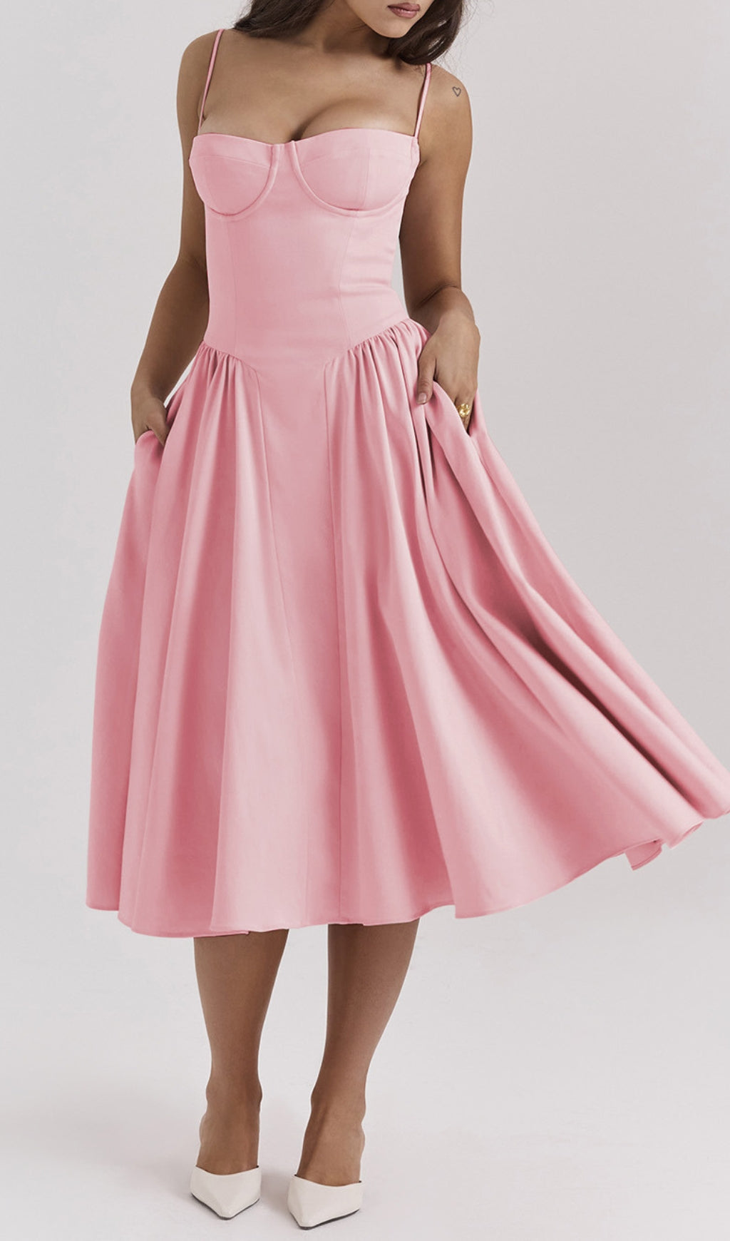 Dextra Pink Strappy Midi Dress