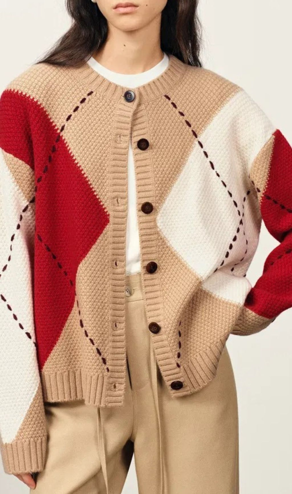 Juno Chic Color-Block Knit Cardigan for Women – Cozy Statement Sweater