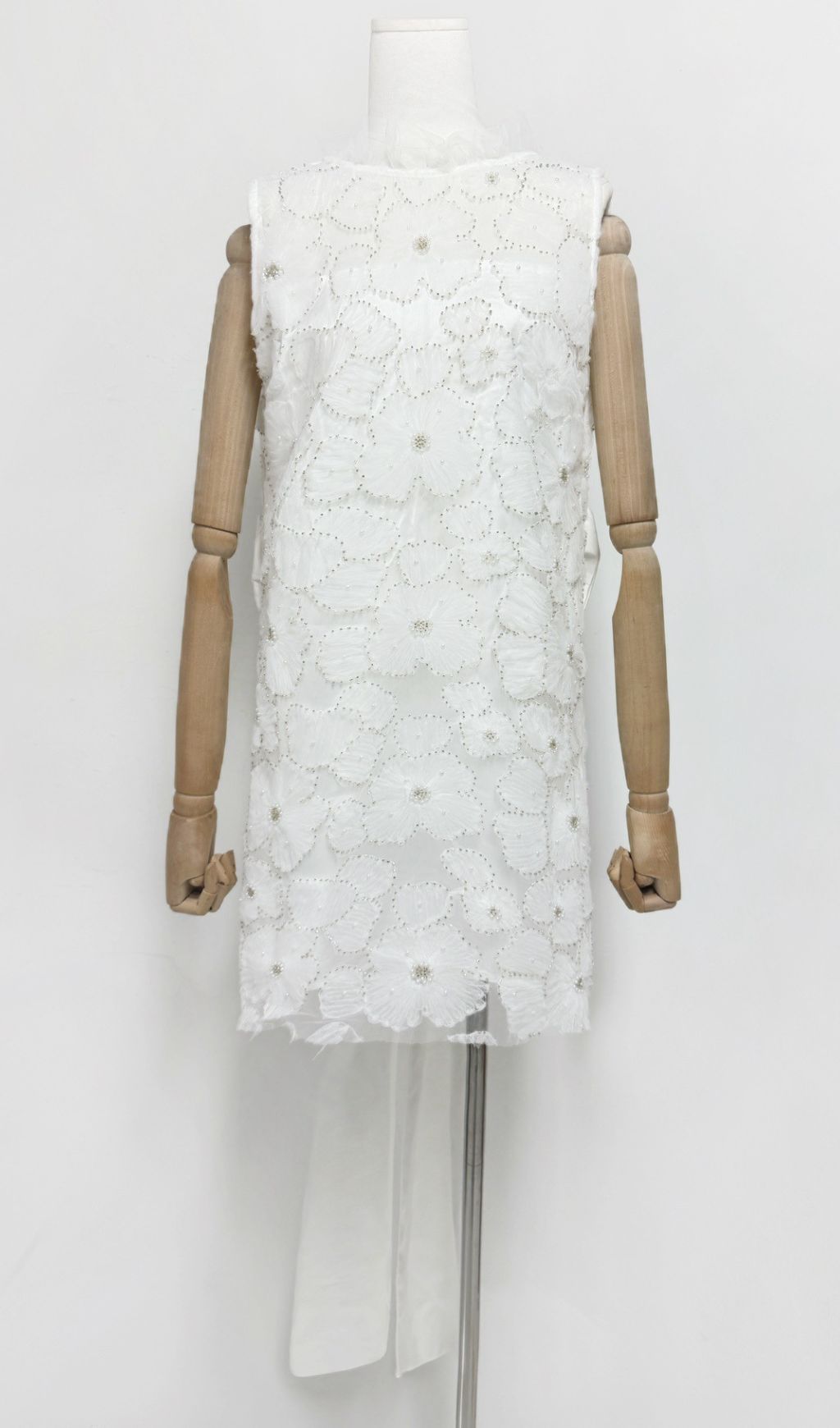 Gaby Flower Beaded Bow Mini Dress