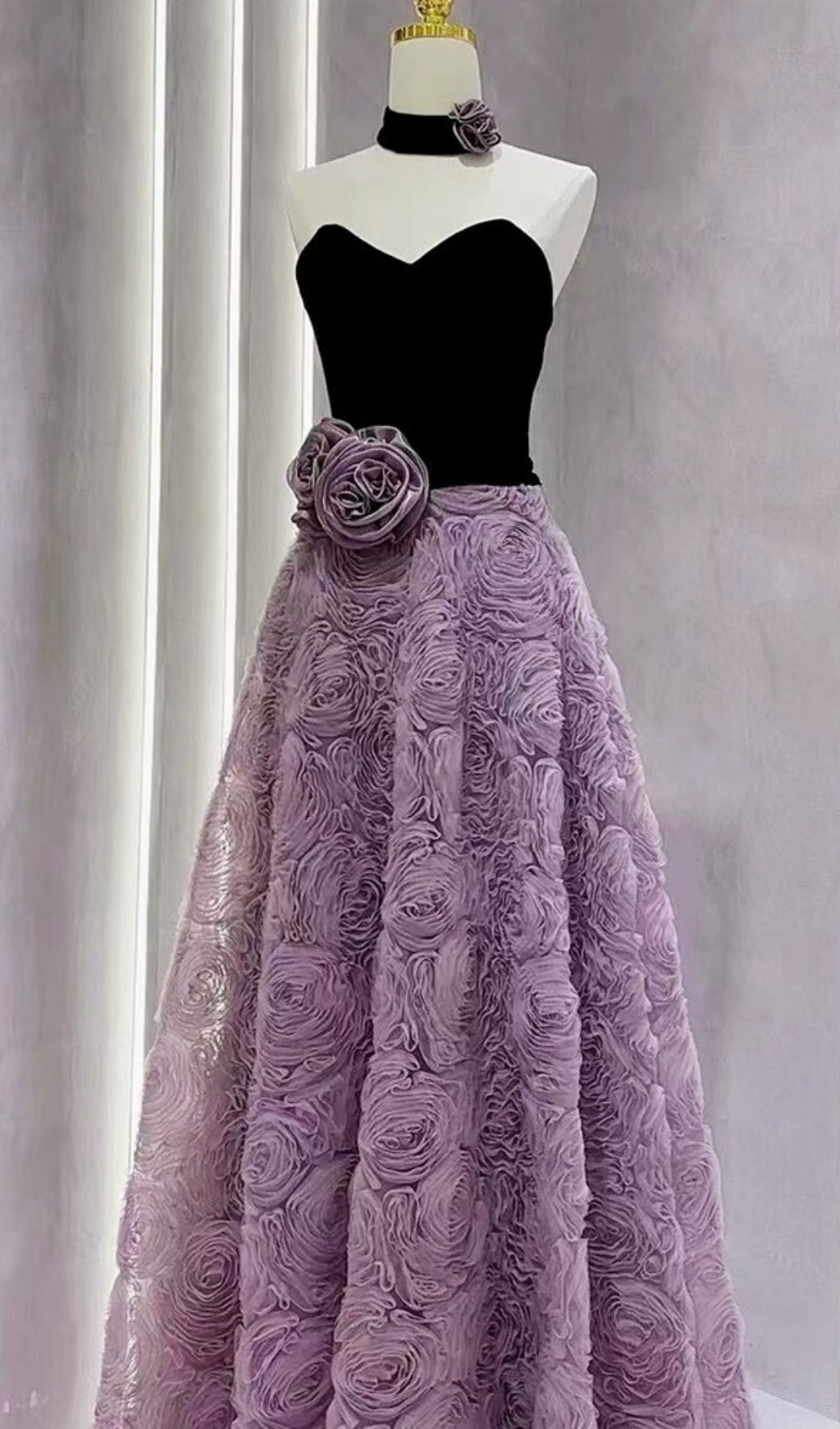 Elanie Strapless Flower Maxi Dress