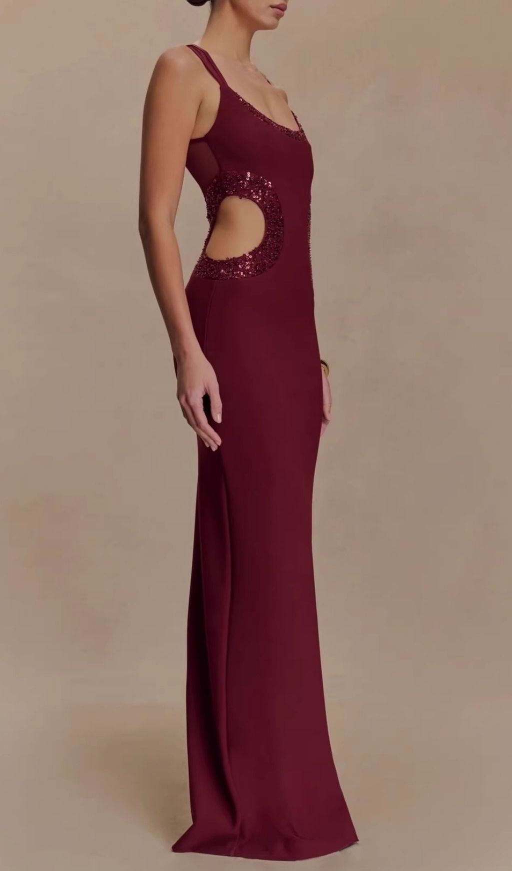 Celerina Sequin Cutout Maxi Gown | Daring Glamour Evening Dress