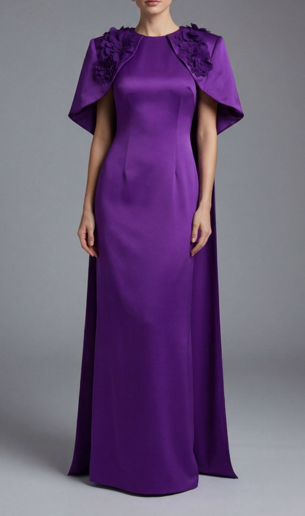 Kenisha Royal Purple Floral Embellished Maxi Gown | Elegant Evening Dress