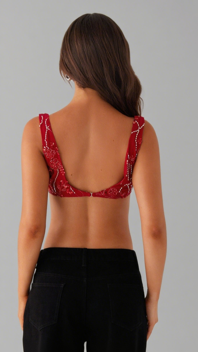 Mercer Sequin Bralette - Red