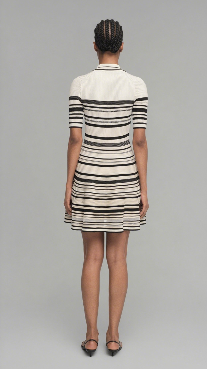 Dessie striped knitted Mini Dress in Black Stripe