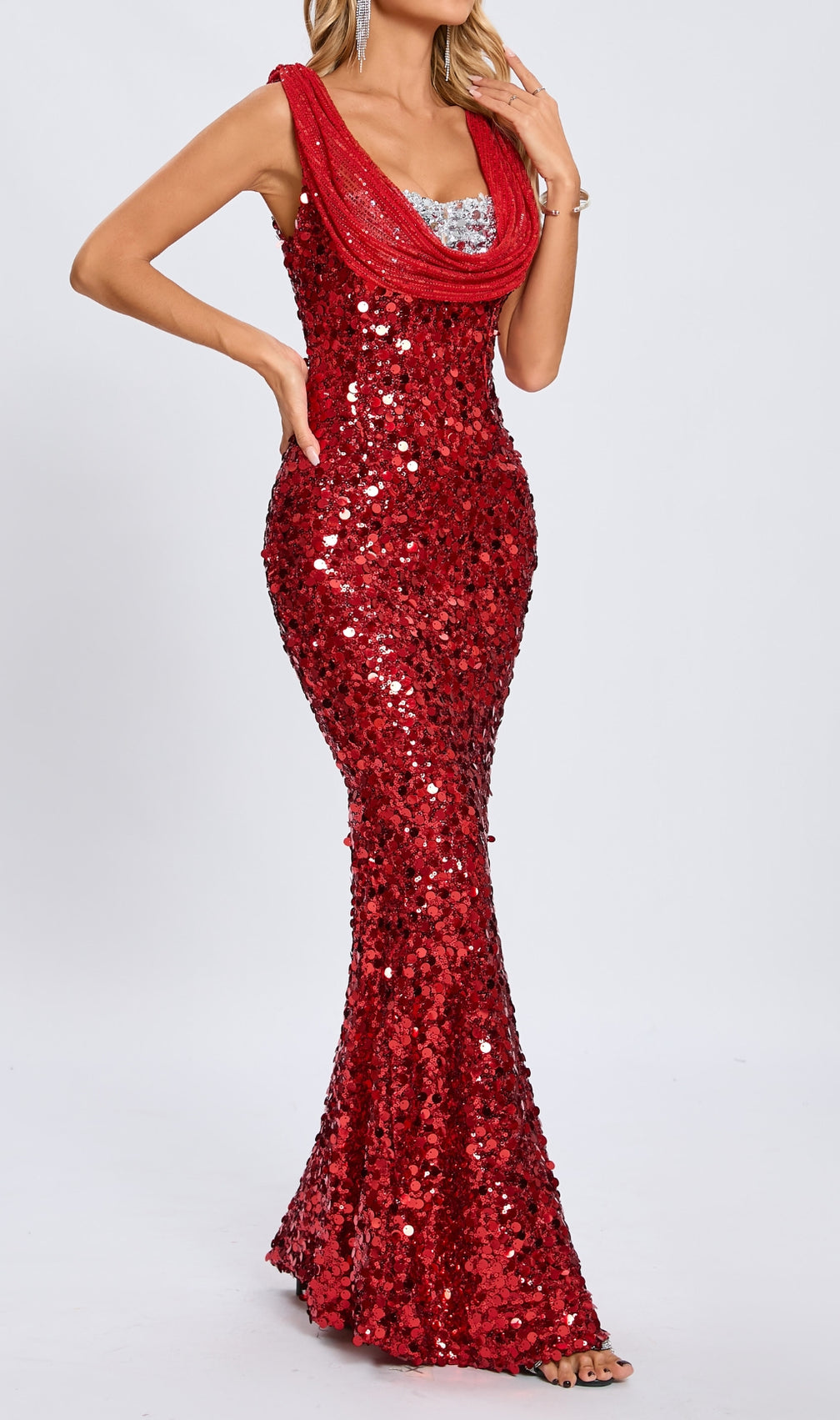 Casi Red Sequin Maxi Dress