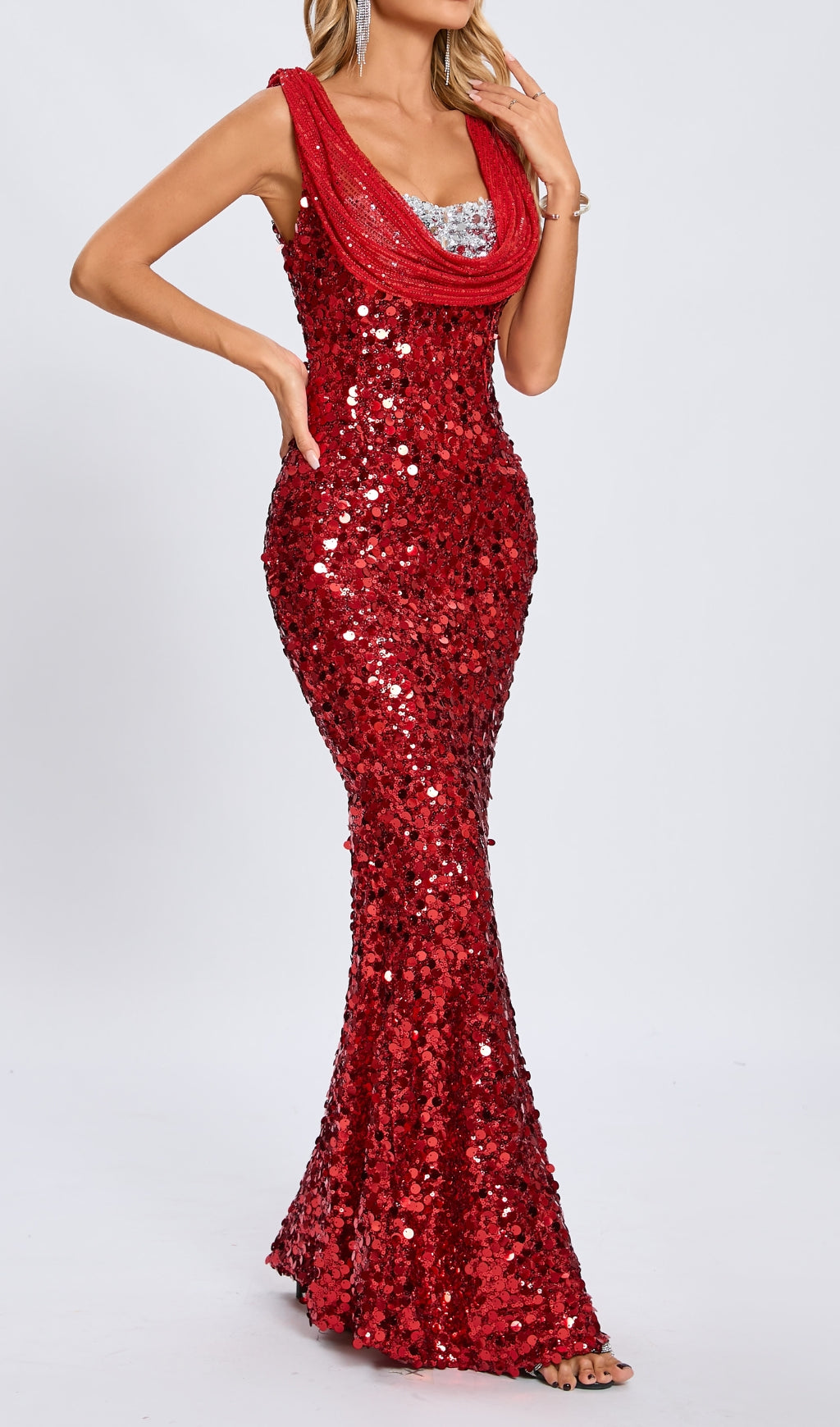 Casi Red Sequin Maxi Dress