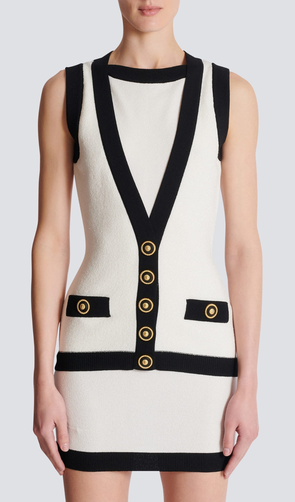 Clorinda White Button Mini Bandage Dress