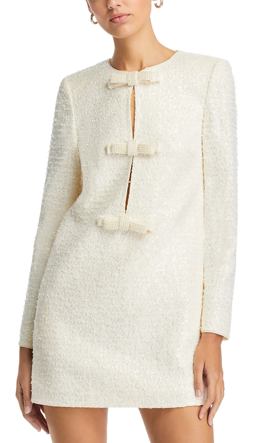 Boucle Bow Embellished Mini Dress