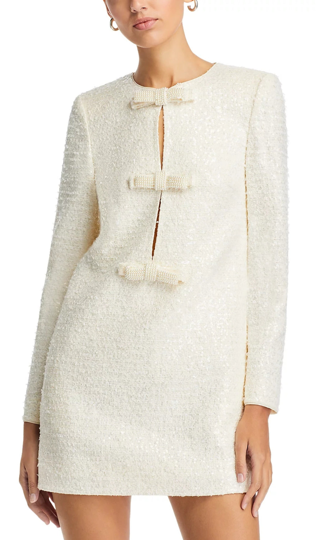 Boucle Bow Embellished Mini Dress