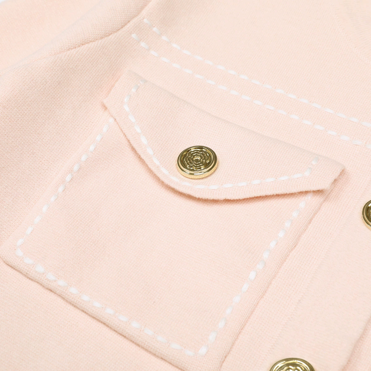 Chic Jumoke Knit Cardigan: Contrast Stitching & Gold Buttons