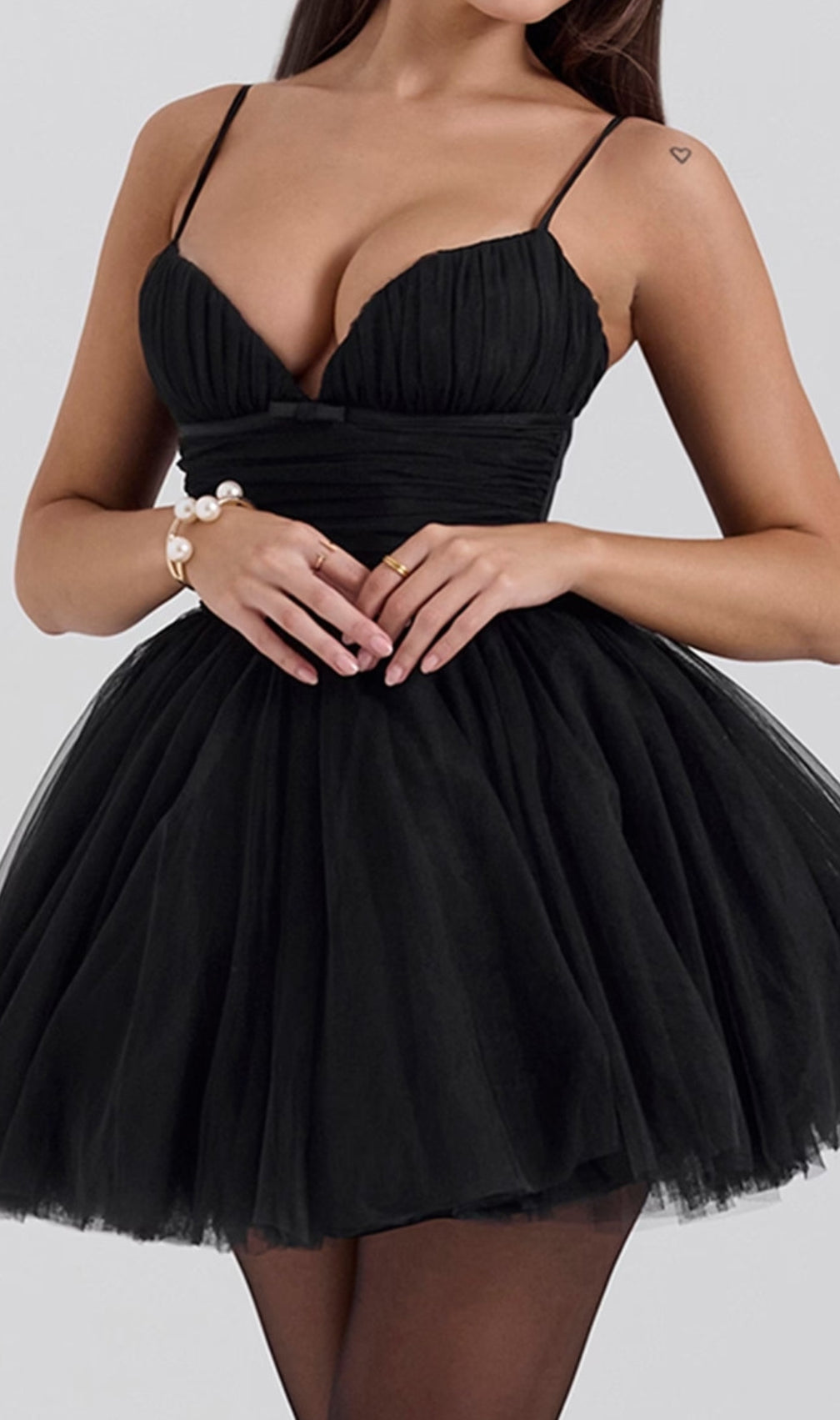 Diellza Black Mesh Mini Dress