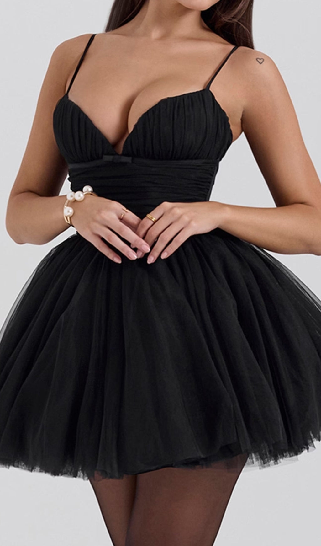 Diellza Black Mesh Mini Dress