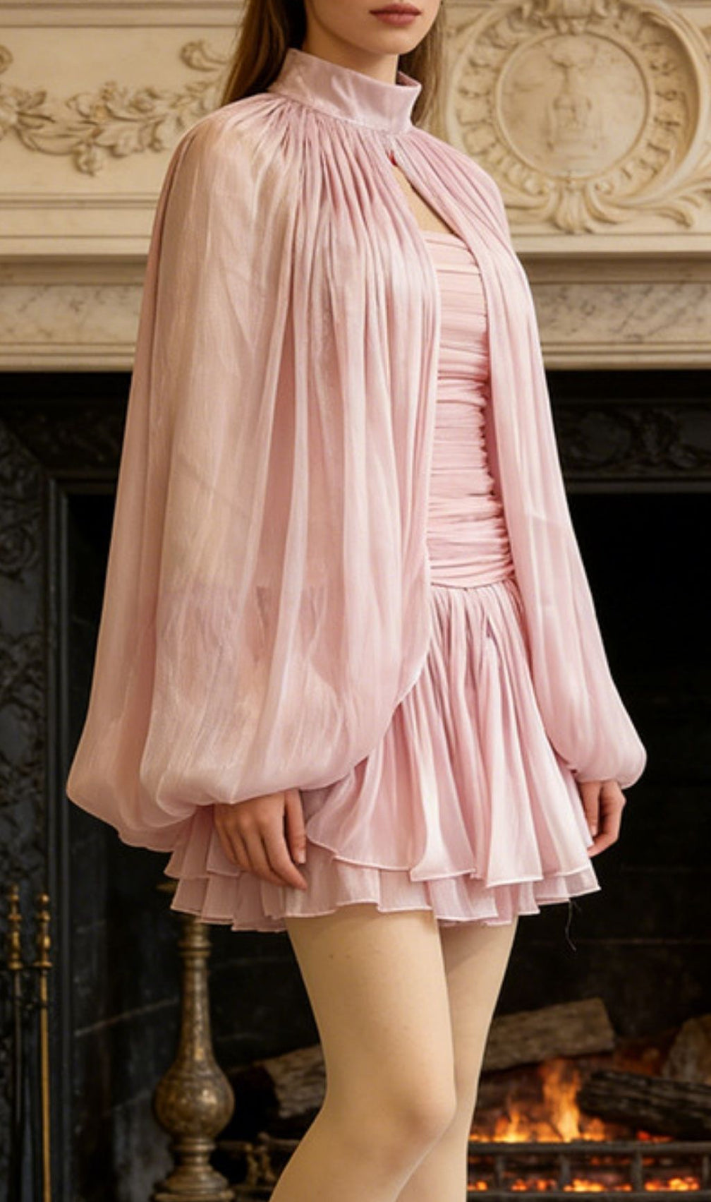 Katsumi Strapless Ruched Mini Dress With Smock