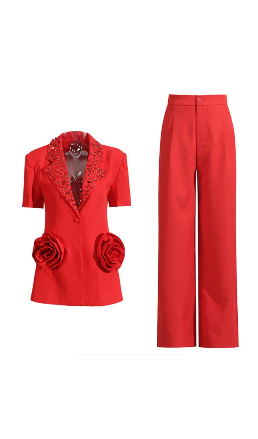 Enola Flower Diamond Blazer & Pants Set