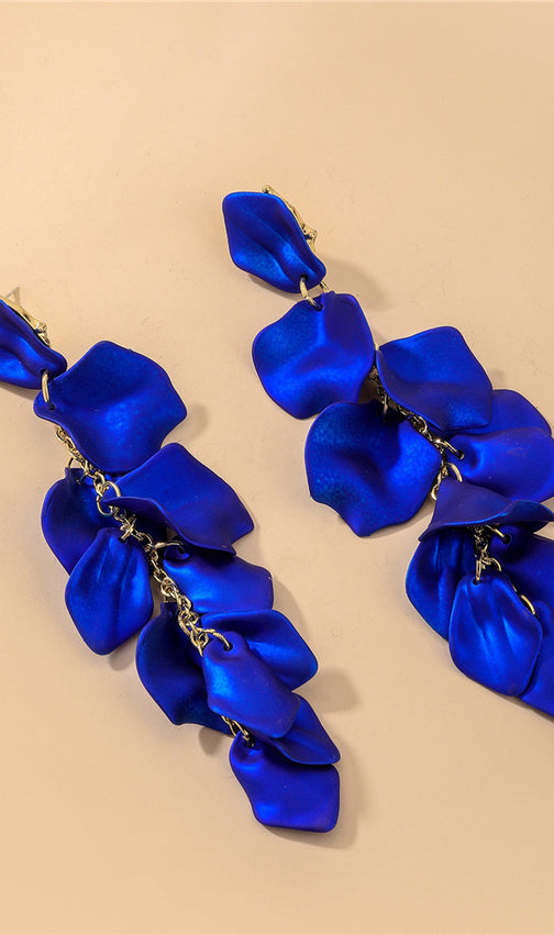 Cora Cascading Red Petal Statement Dangle Earrings