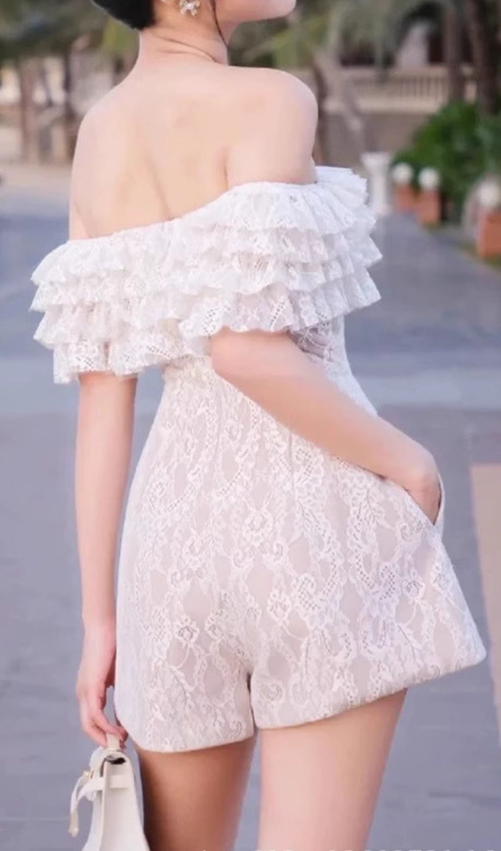 Finnea Off-Shoulder Lace Romper