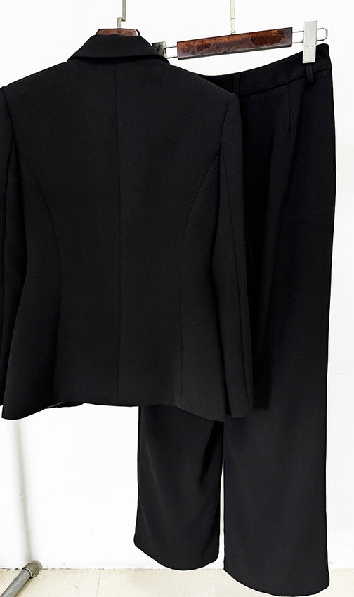 Clarice Black Crystal Blazer Set