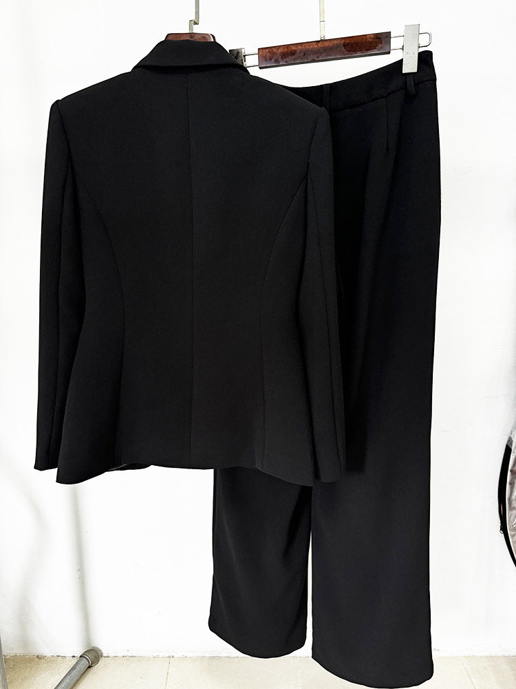 Clarice Black Crystal Blazer Set