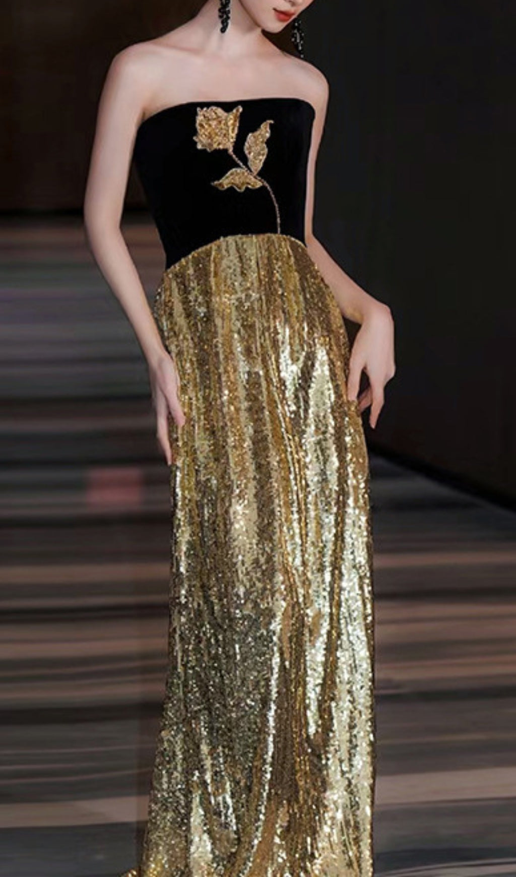 Aiyanna Sequin Flower Maxi Dress