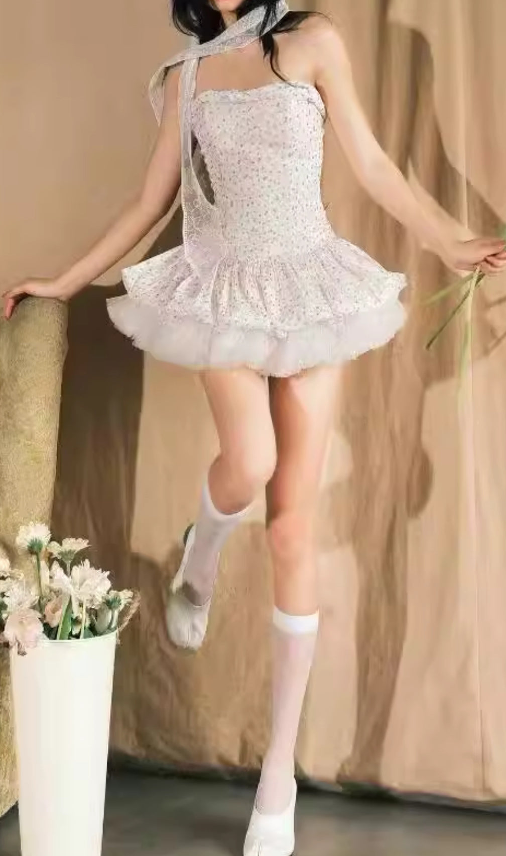 Fiona Strapless Dot Mini Dress