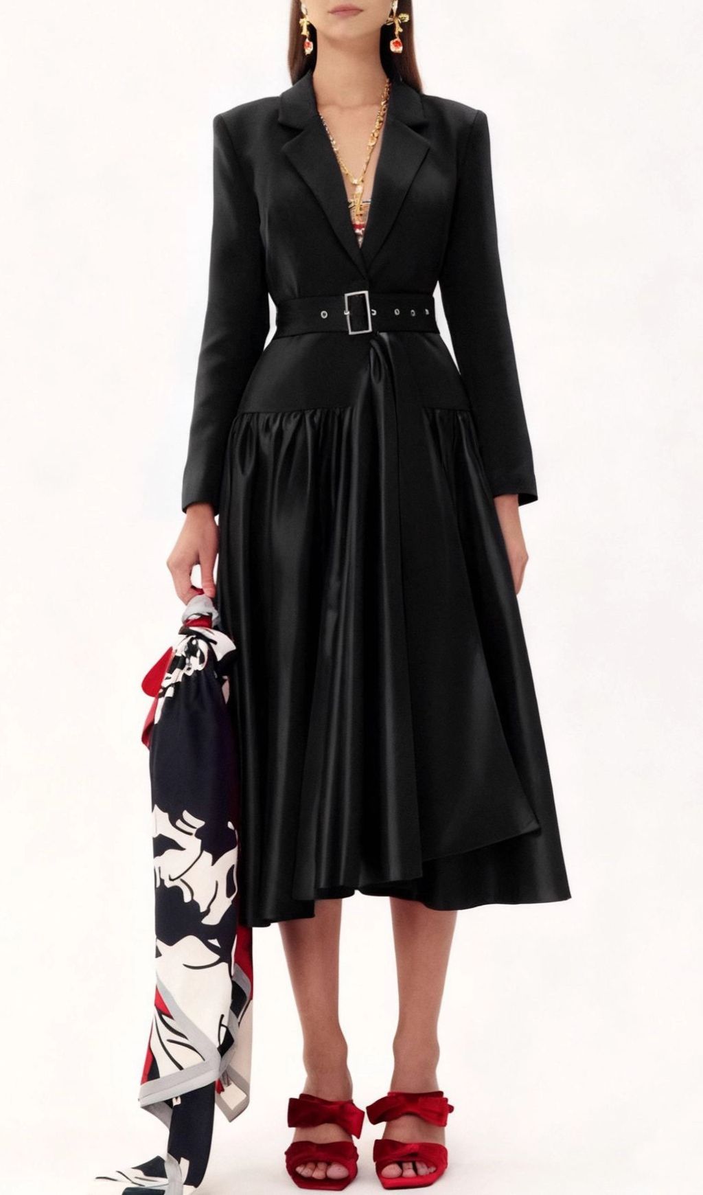 Imogen Red Long Sleeve Belted Blazer Dress - Power & Elegance