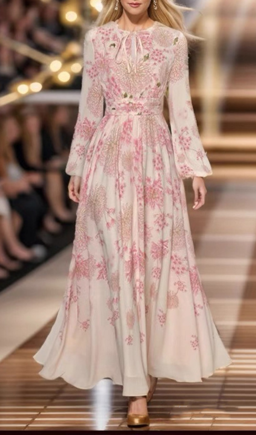 Anjanette Lace-Up Printed Maxi Dress